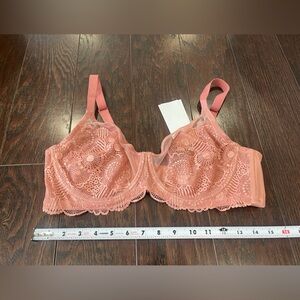 HSIA Mermaid Scales Lace Unlined Bra Clay Size 38D NEW
